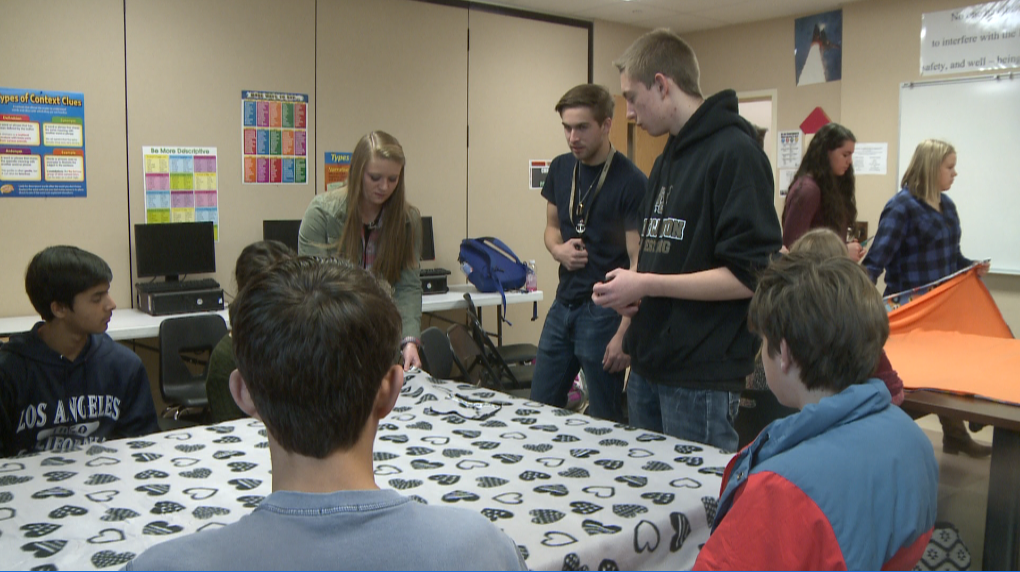 Rock Canyon students make blankets for the homeless