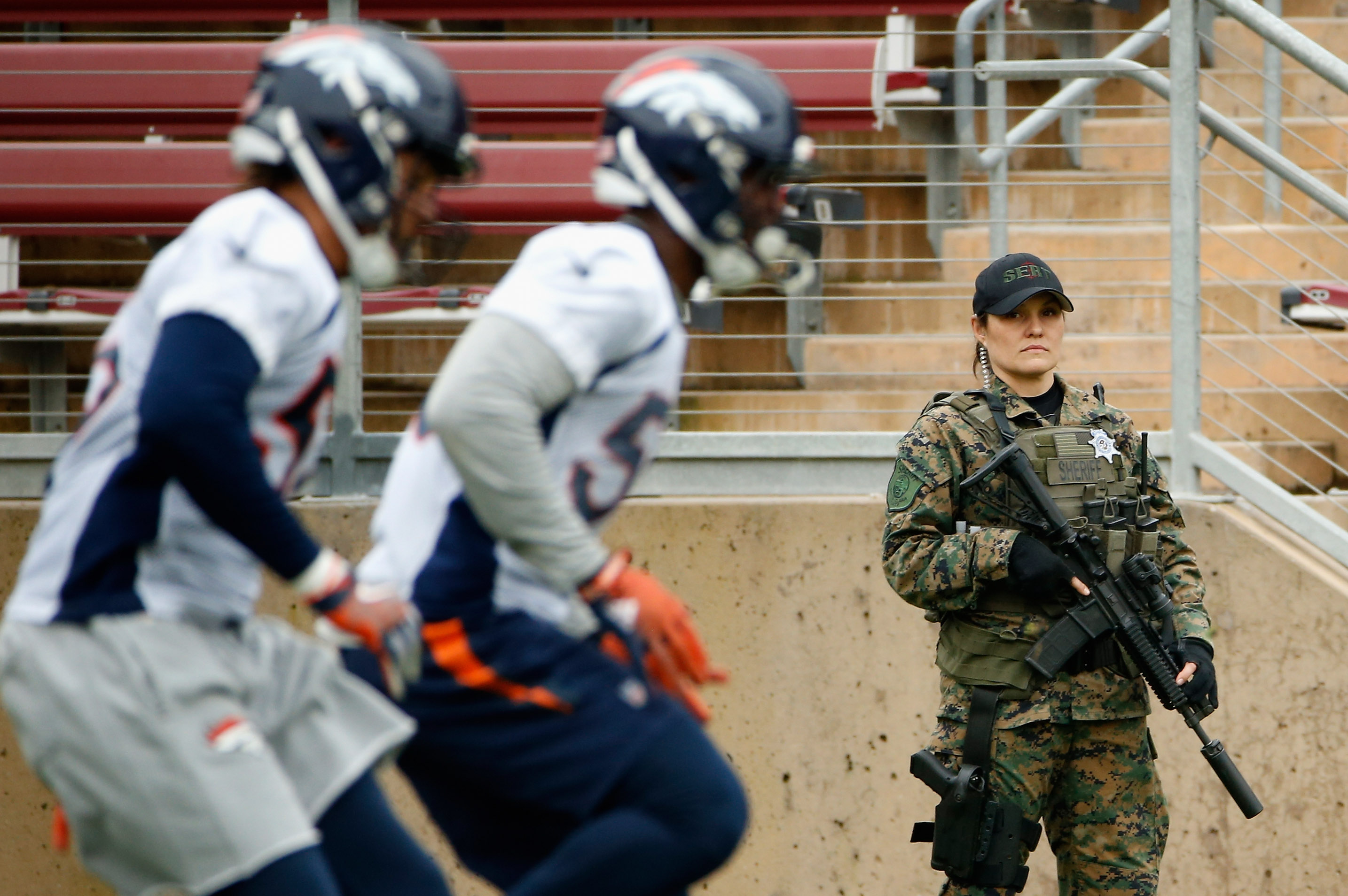 Armed security a strong presence at Broncos practice