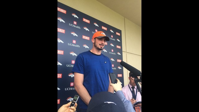 Paxton Lynch practices on NFL field