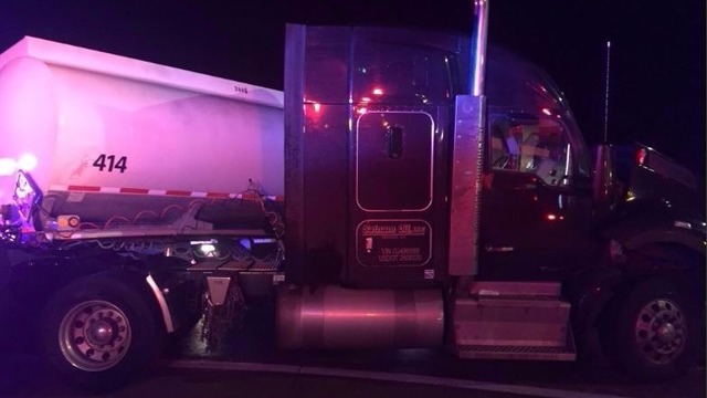 1 person hurt in crash involving semi