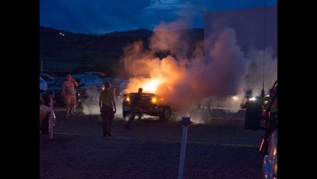 Car bursts into flame at Drive-in