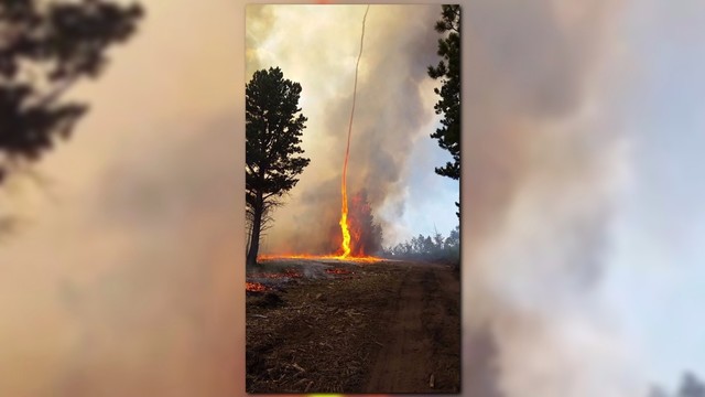 Firefighter captures crazy fire whirl