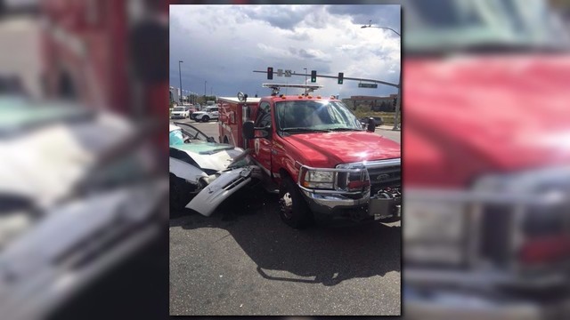 Aurora Fire vehicle involved in wreck