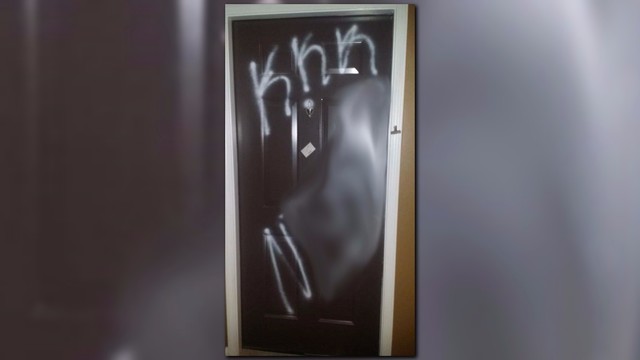 Aurora woman finds 'KKK' painted on door