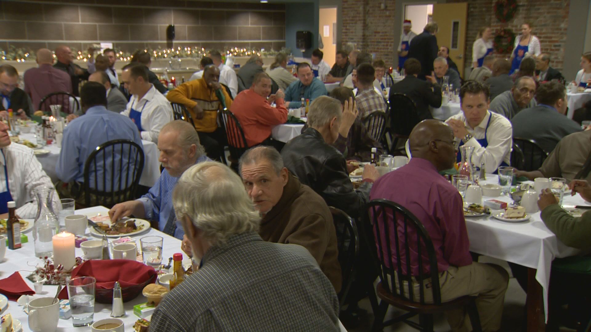 Men fighting addiction get steak dinner