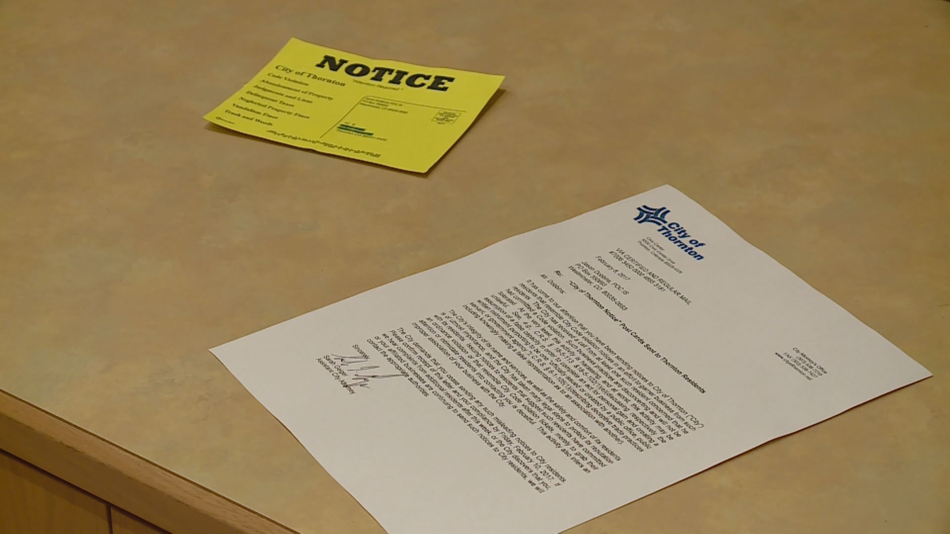 Homeowners in Thornton worried about 'violation' notice from home