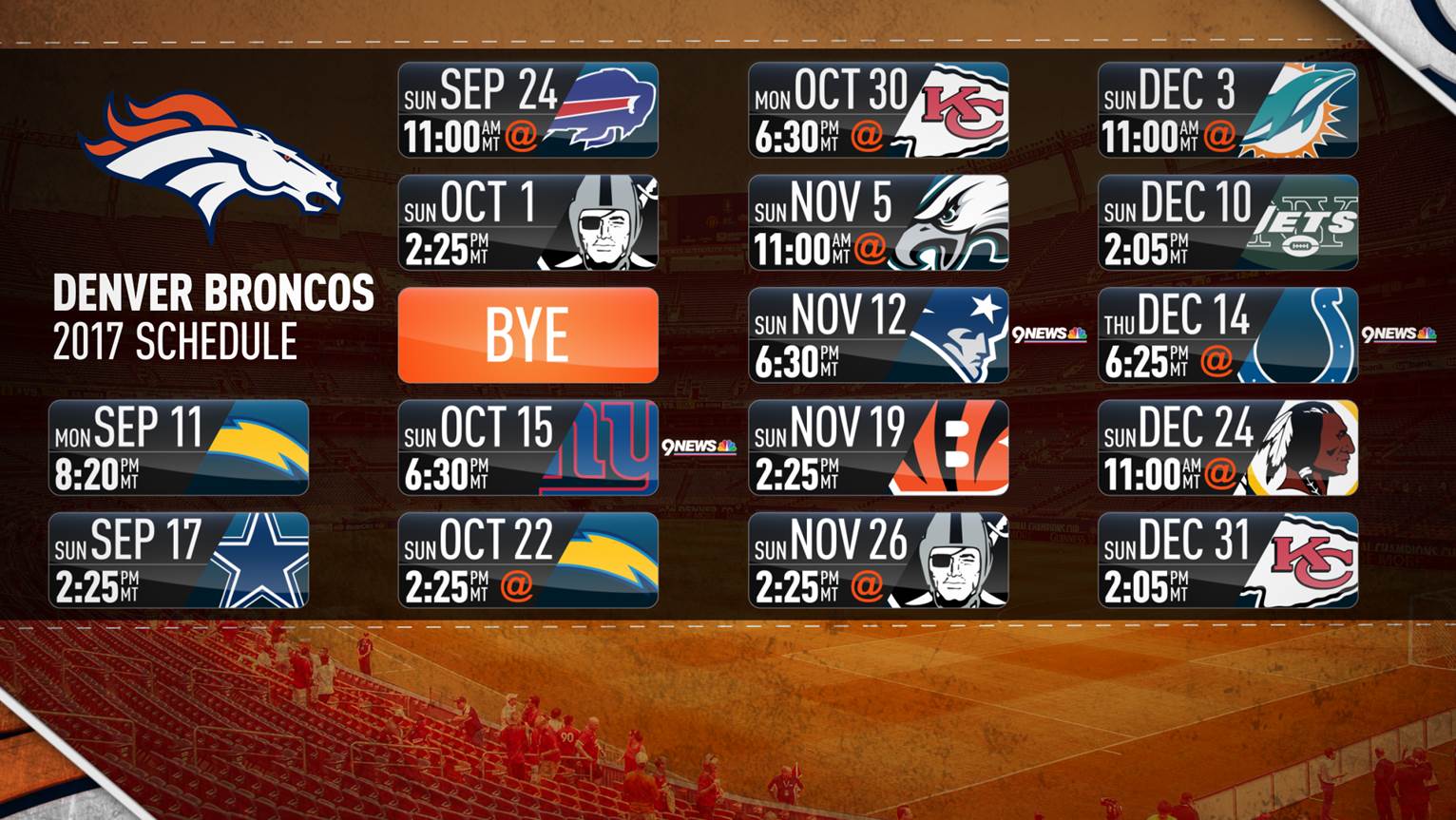 9news.com | Denver Broncos release 2017-18 schedule1532 x 863