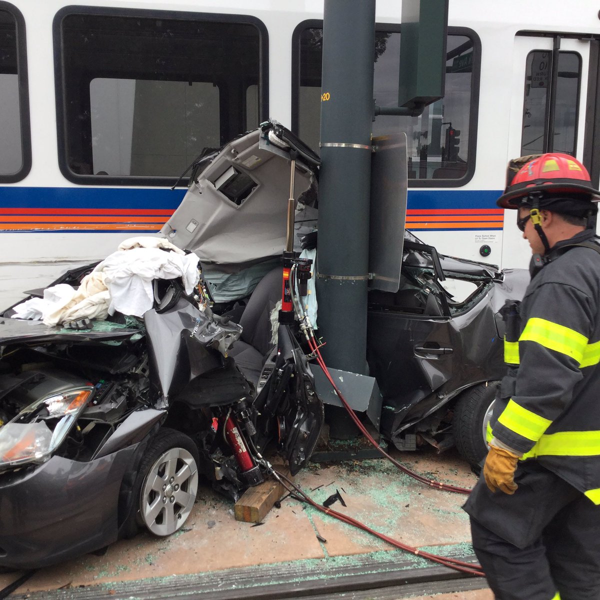 Light rail hits vehicle in Five Points