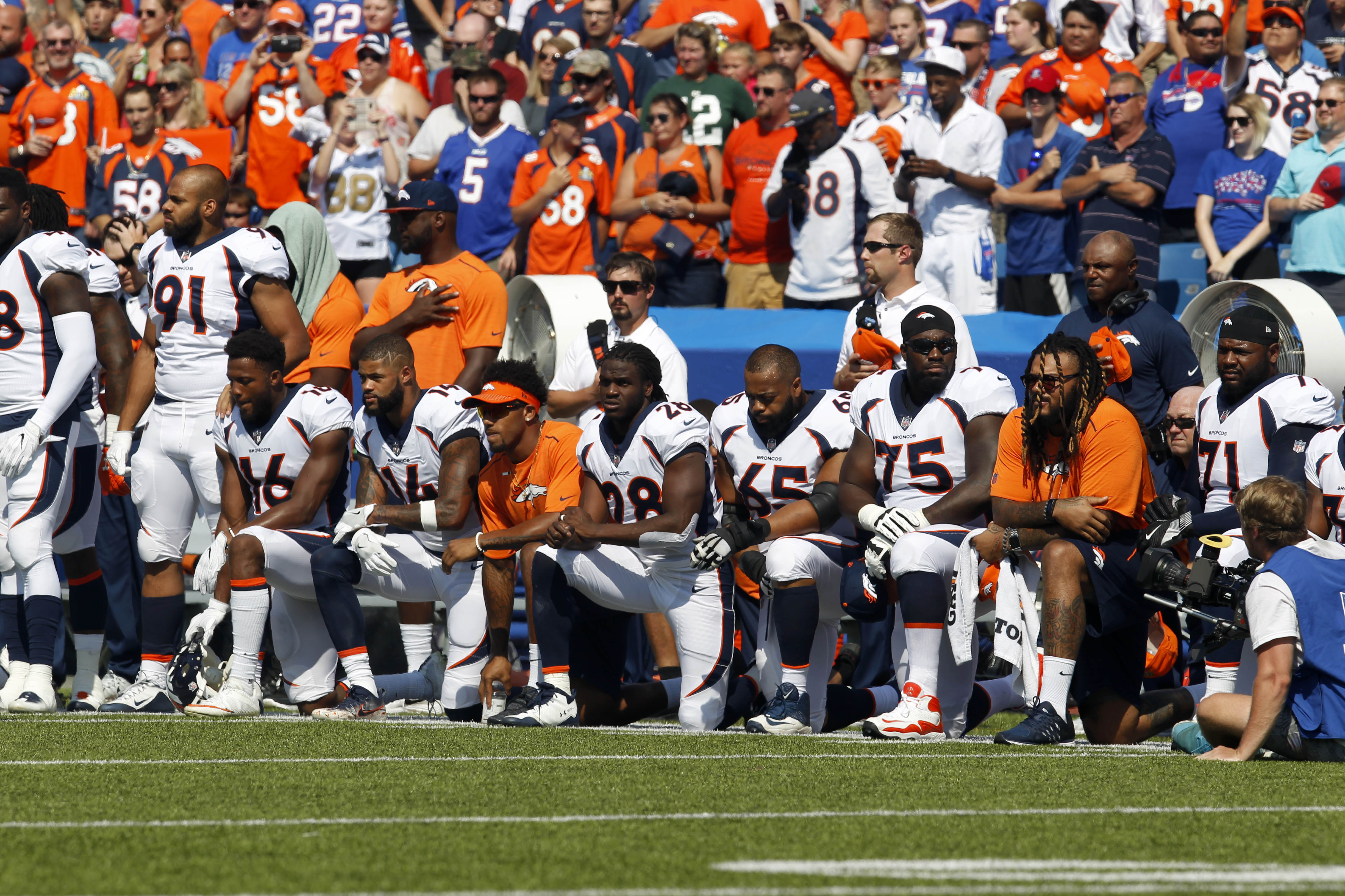 Philadelphia Eagles players protest during National Anthem at