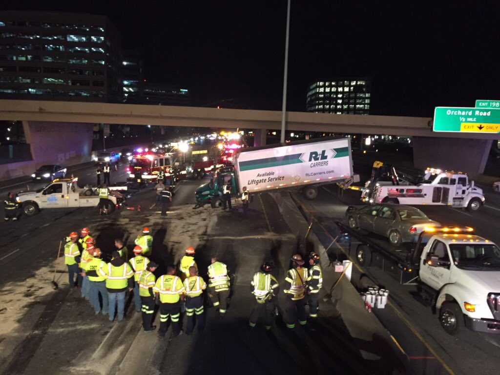Lanes of I-25 now open after truck crash in Greenwood Village | 9news.com