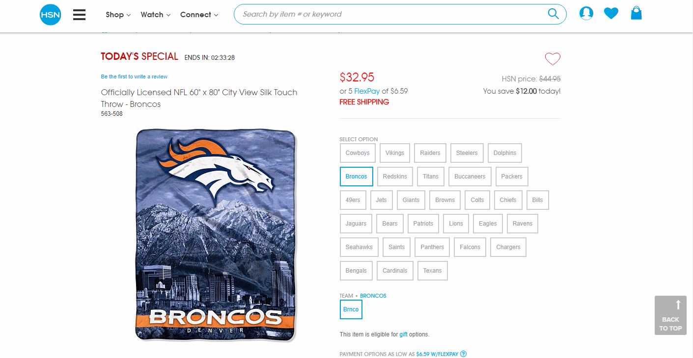 There's a Broncos blanket on sale all over the internet with the